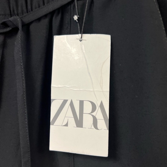 Zara Elastic High Waist Wide Leg Pants Black Size XS NWT - Picture 5 of 8